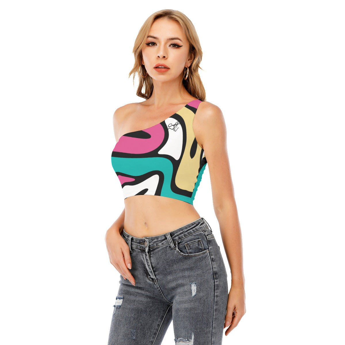 SAC Grizzly One-Shoulder Cropped Top