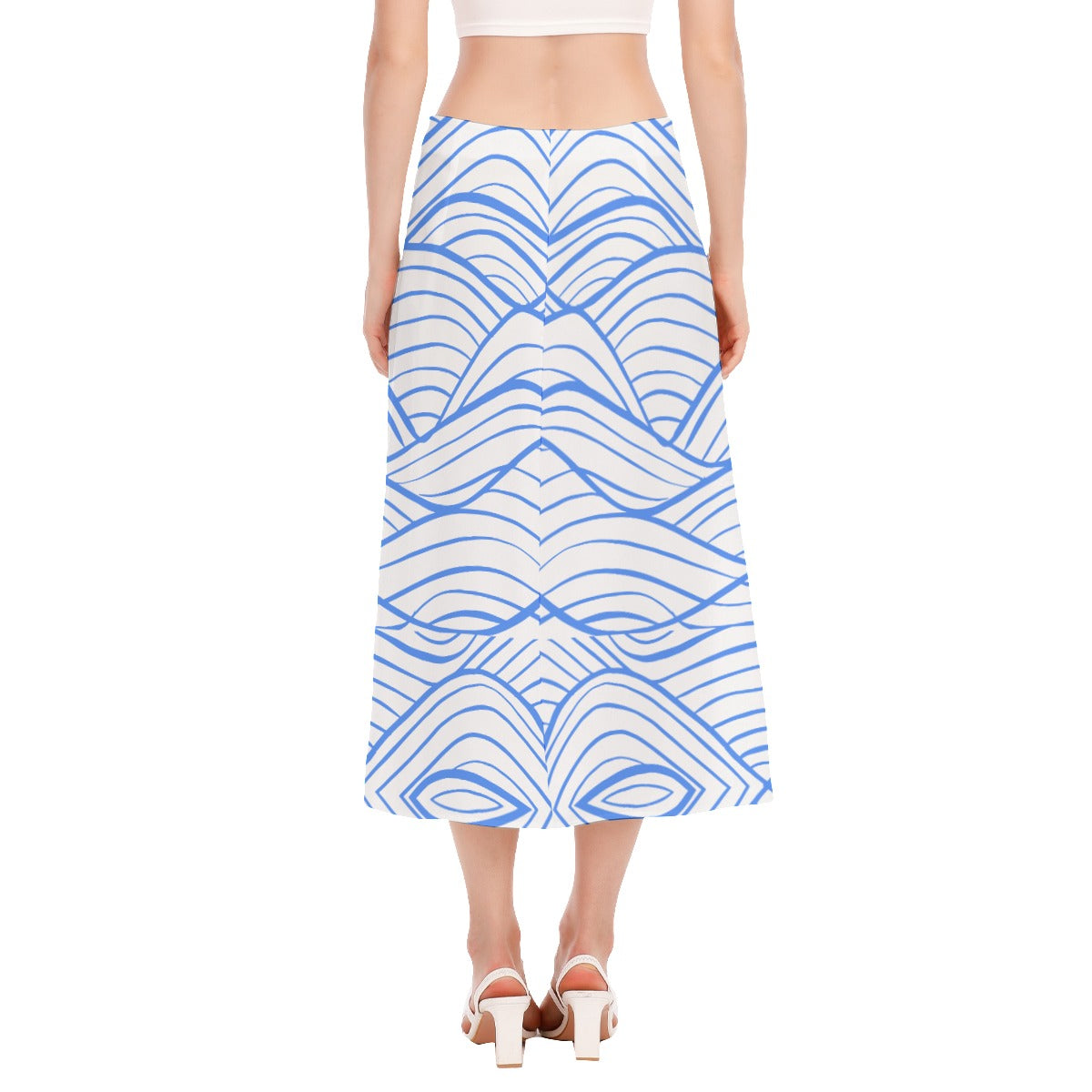 SAC Antigua Blue High Slit Long Skirt