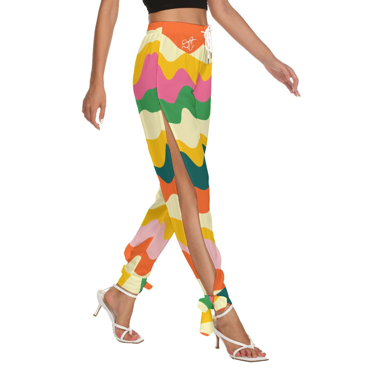 SAC Rainbow Road Side Seam Cutout Pants With Bottom Bow