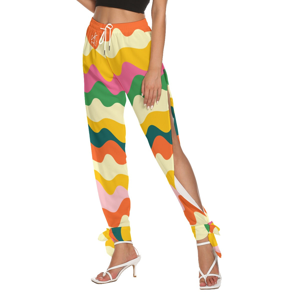 SAC Rainbow Road Side Seam Cutout Pants With Bottom Bow