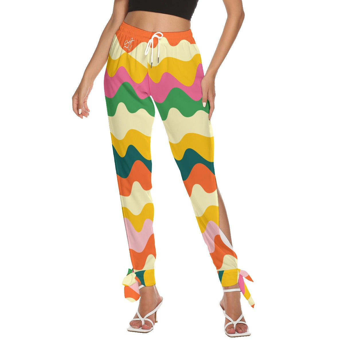 SAC Rainbow Road Side Seam Cutout Pants With Bottom Bow