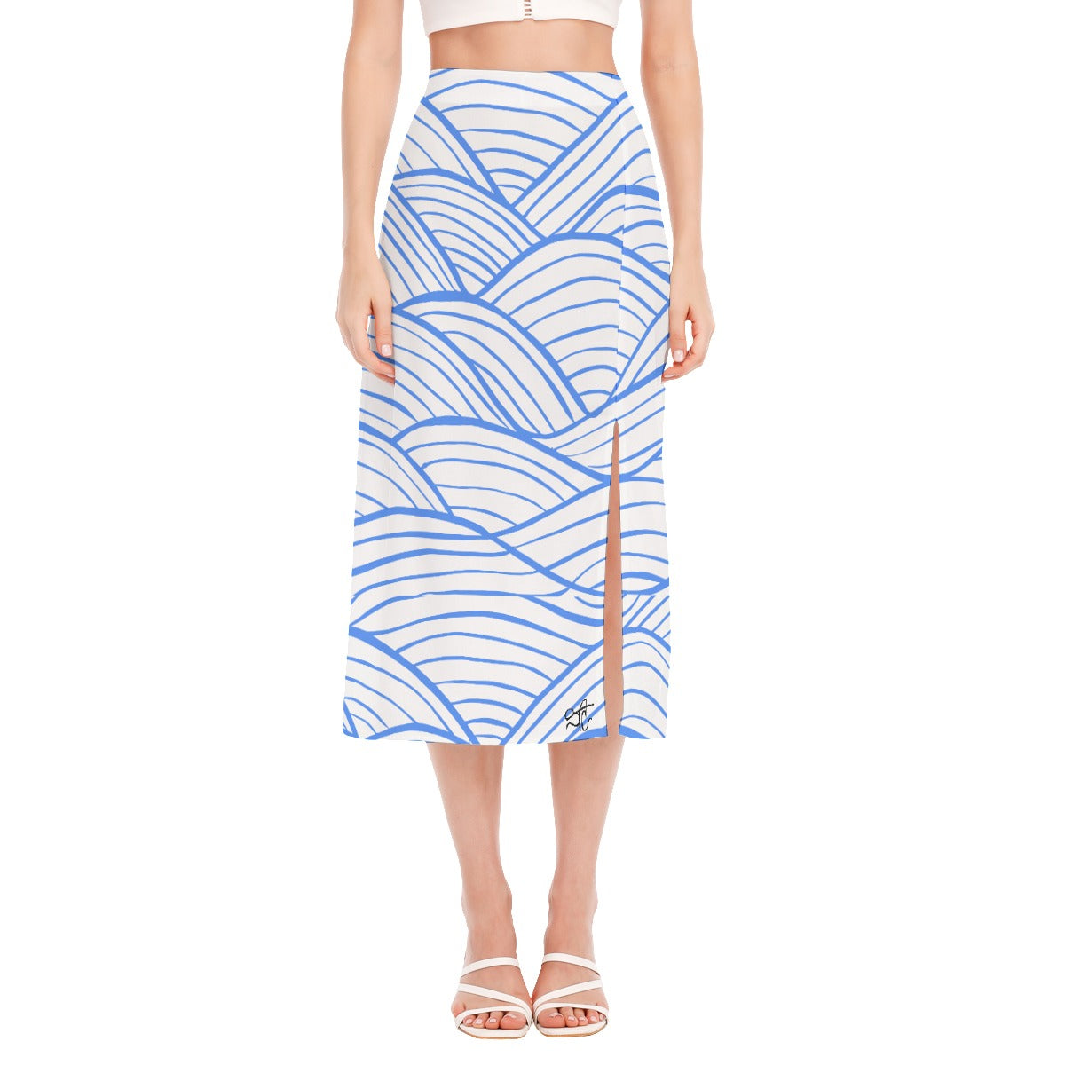 SAC Antigua Blue High Slit Long Skirt